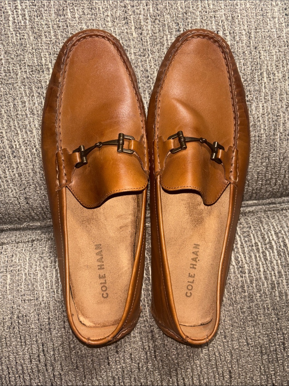Cole Haan Men's Cognac Leather Bit Loafers Size 13